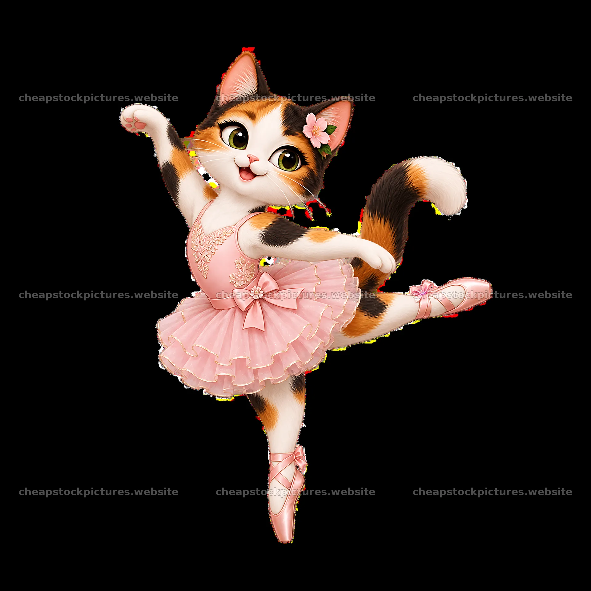 Ballet cat dancer performing with grace and charm in pink tutu – stock pictures 7746x7746