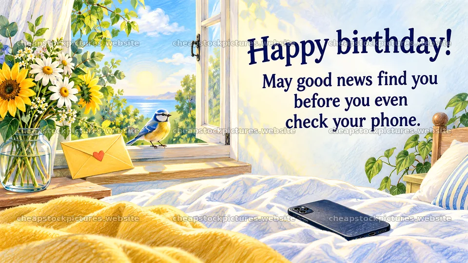Birthday Greeting with a Hopeful Message – stock pictures 10324x5812