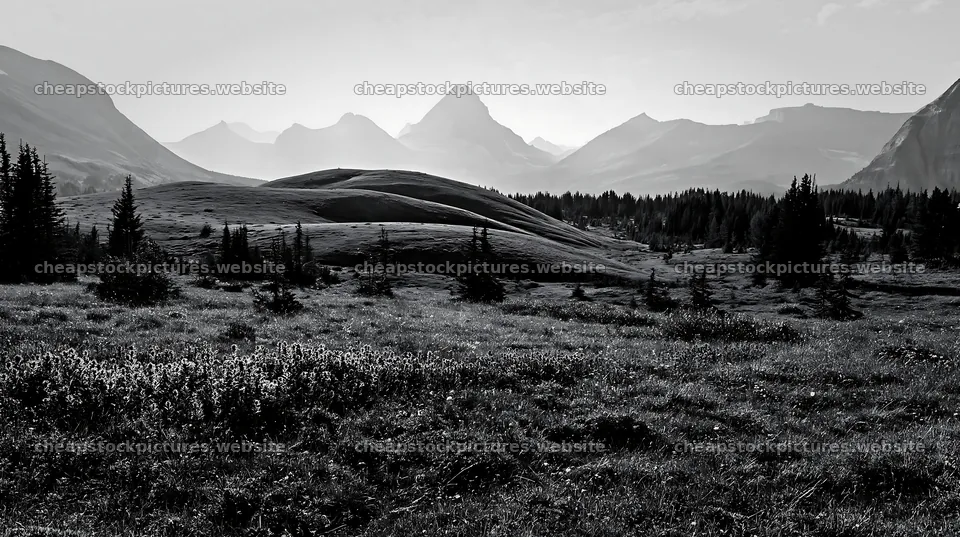 Sunshine Meadows view with light rays and mountains in Banff – stock pictures 10608x5938