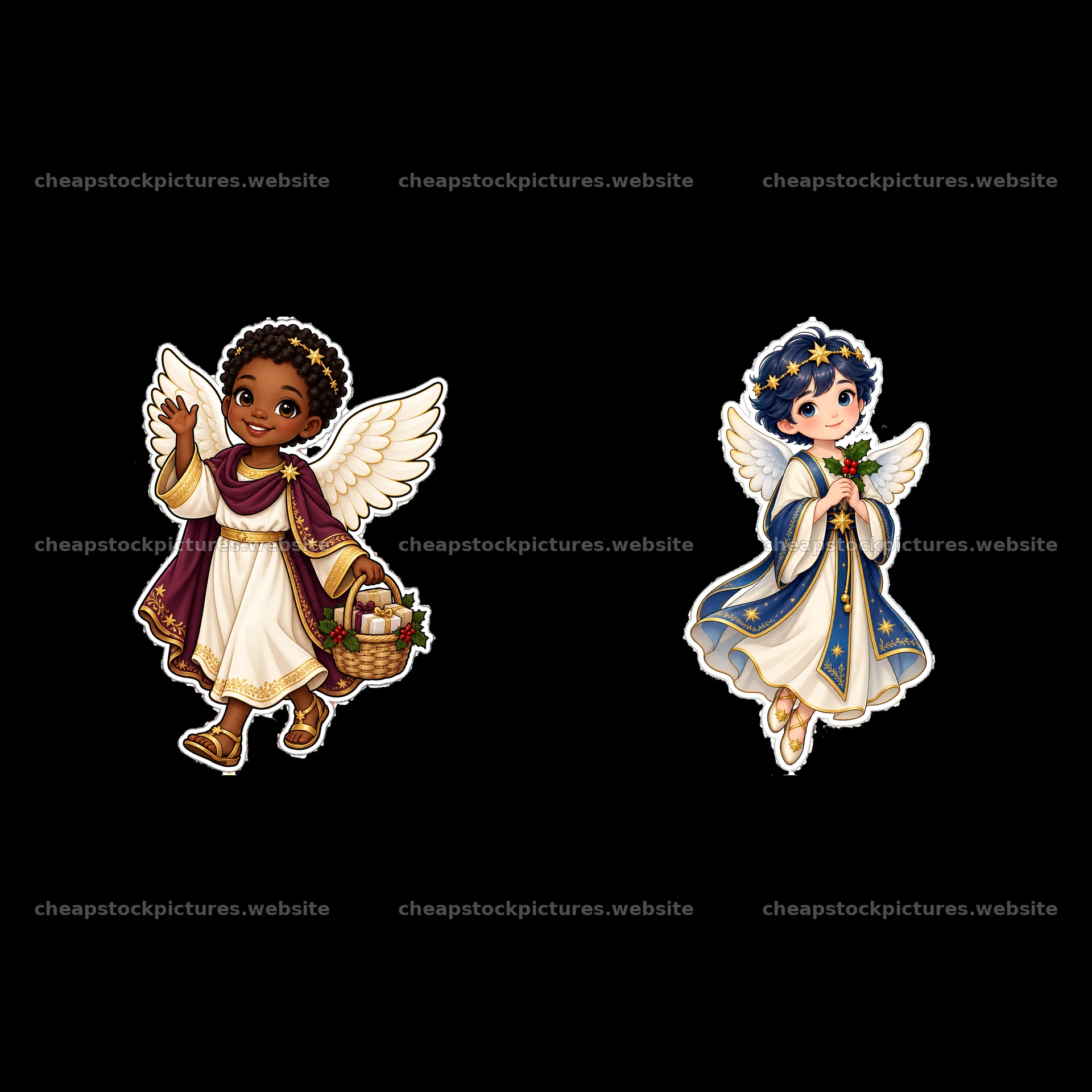 Christmas angels bring gifts and joy to children – stock pictures 7746x7746