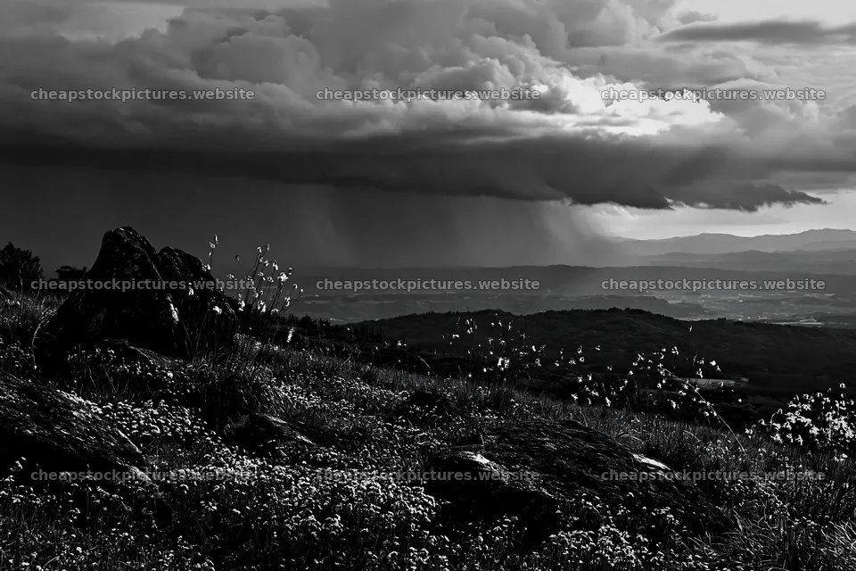 Oita highland meadow with granite stones under cloudy sky – stock pictures 9722x6480