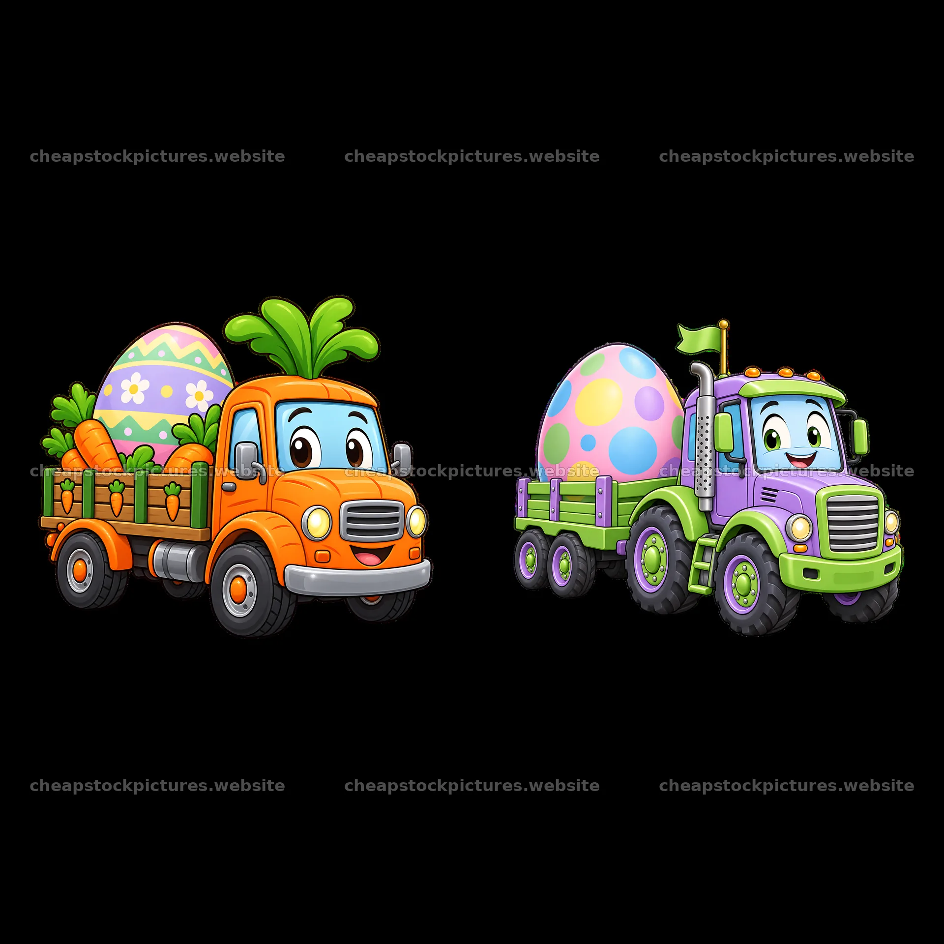 Easter truck sticker with colorful eggs and vibrant carrots – stock pictures 7746x7746