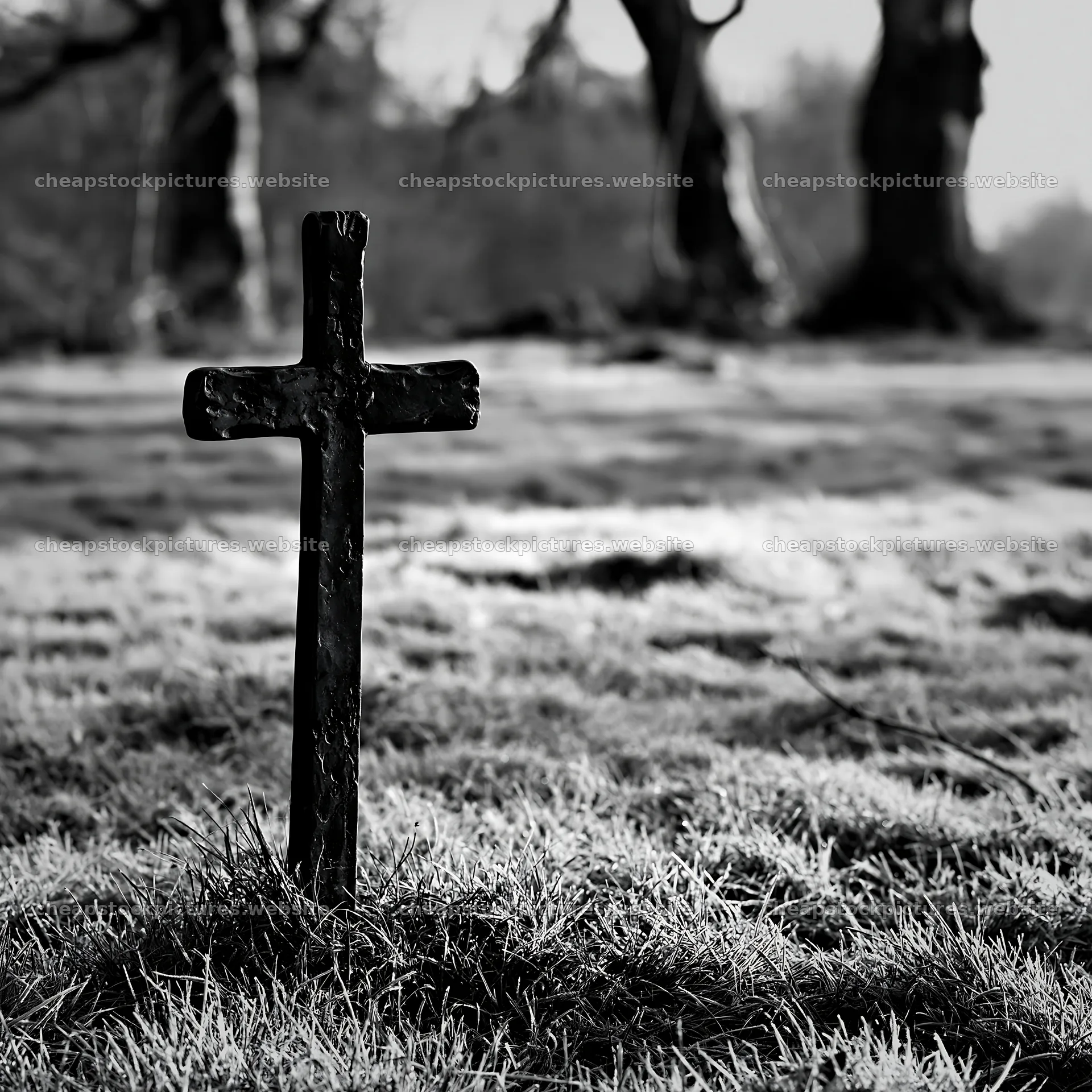Bronze Christian cross in meadow during Christmas season – stock pictures 7938x7938
