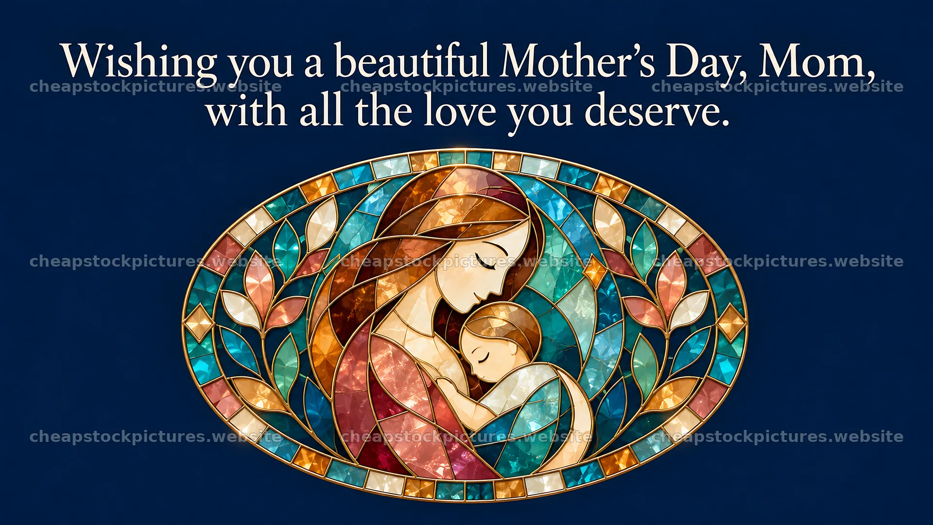 Stained Glass Mother and Child Mother's Day Card – stock pictures 10324x5812