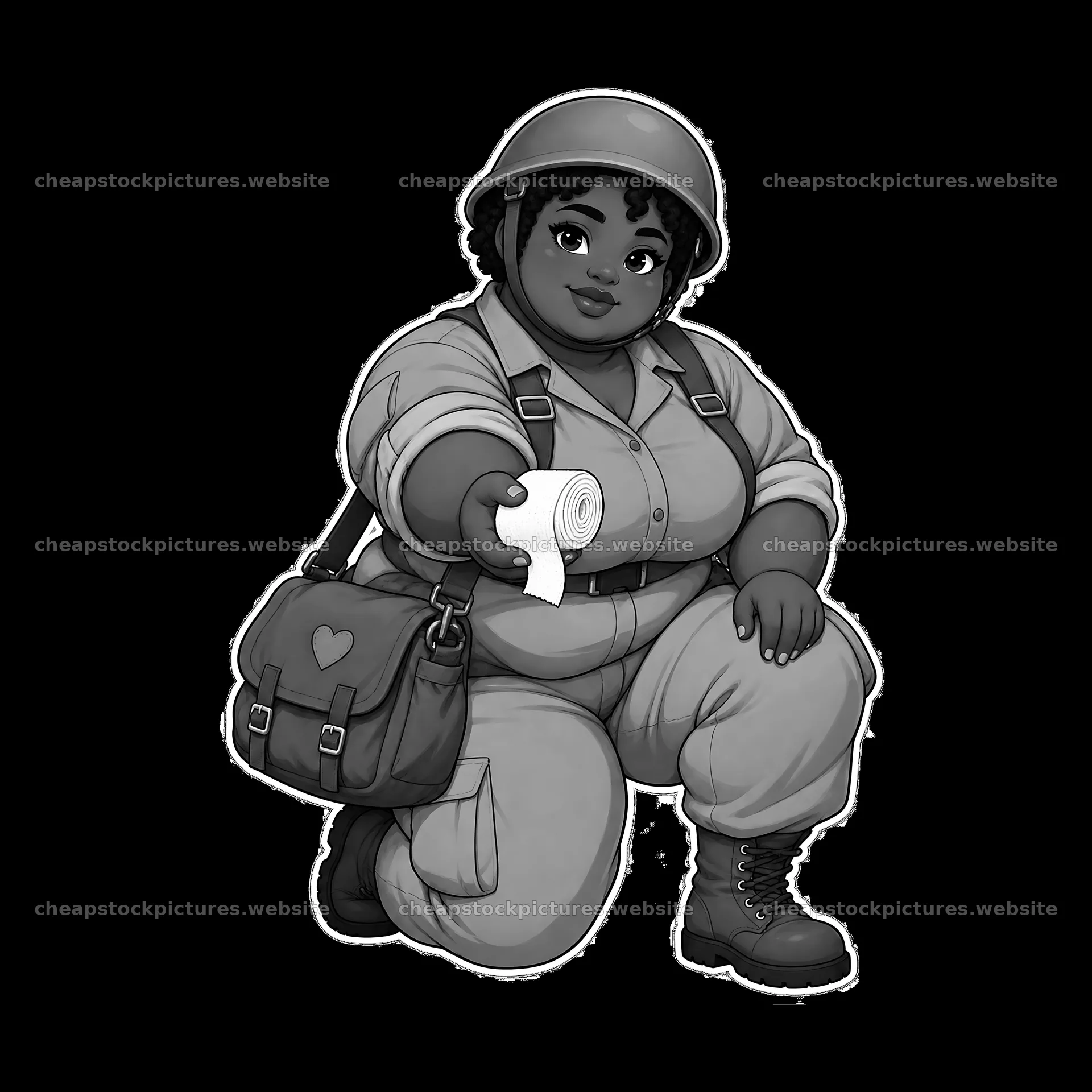 Cute ultra-chubby soldier holding a roll of paper in uniform – stock pictures 7746x7746