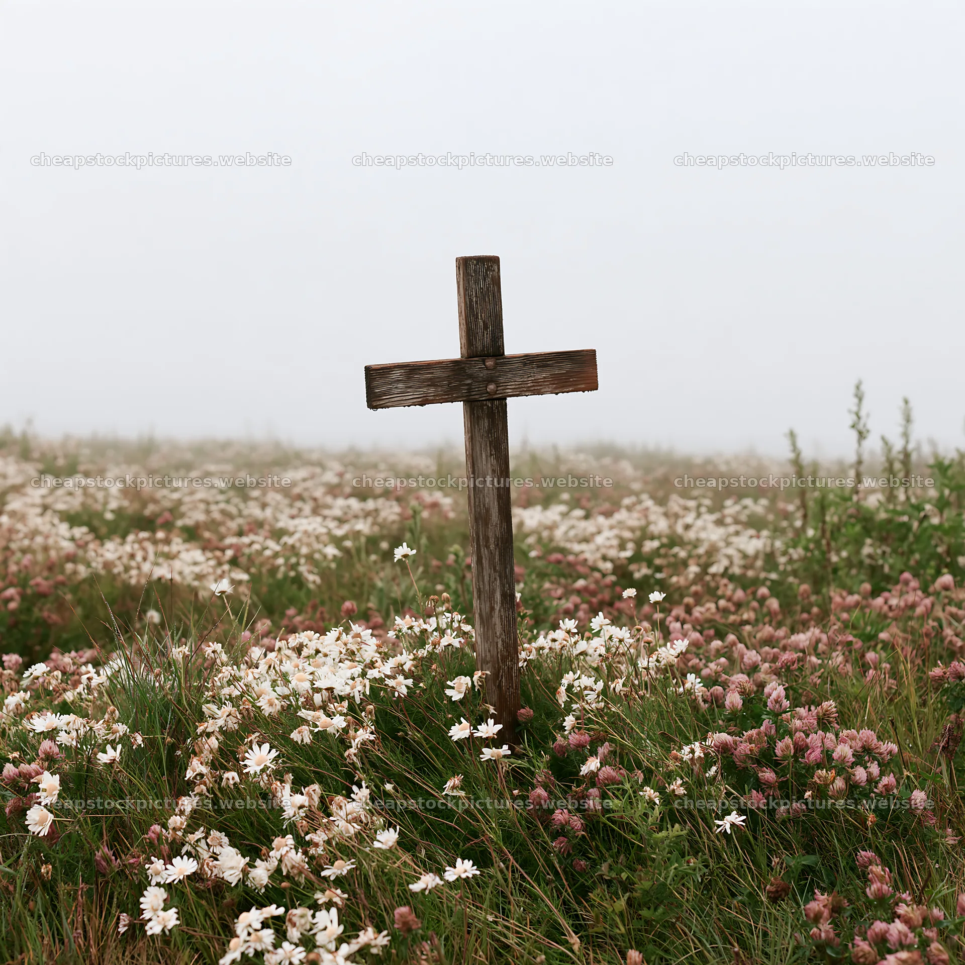 Christian cross in a meadow with flowers during Christmas season – stock pictures 7938x7938