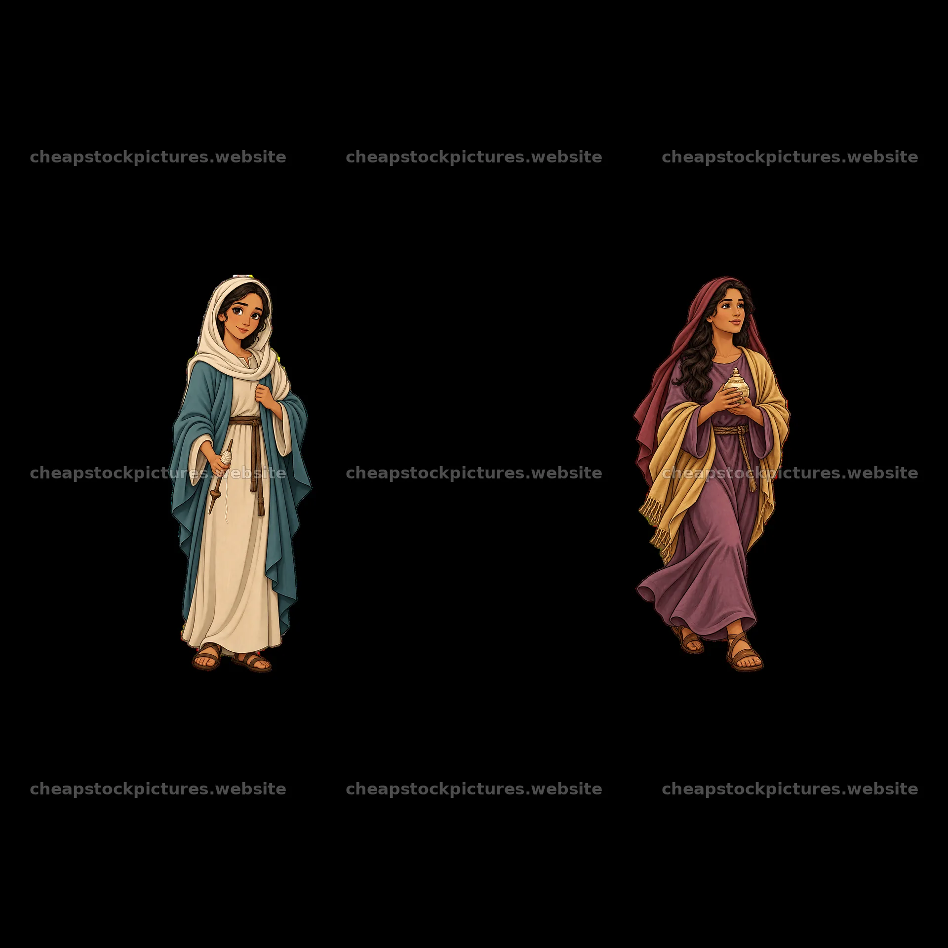 Women in traditional attire with scarves walking together – stock pictures 7746x7746
