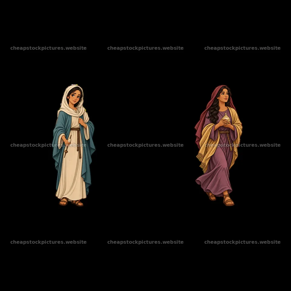 Women in traditional attire with scarves walking together – stock pictures 7746x7746