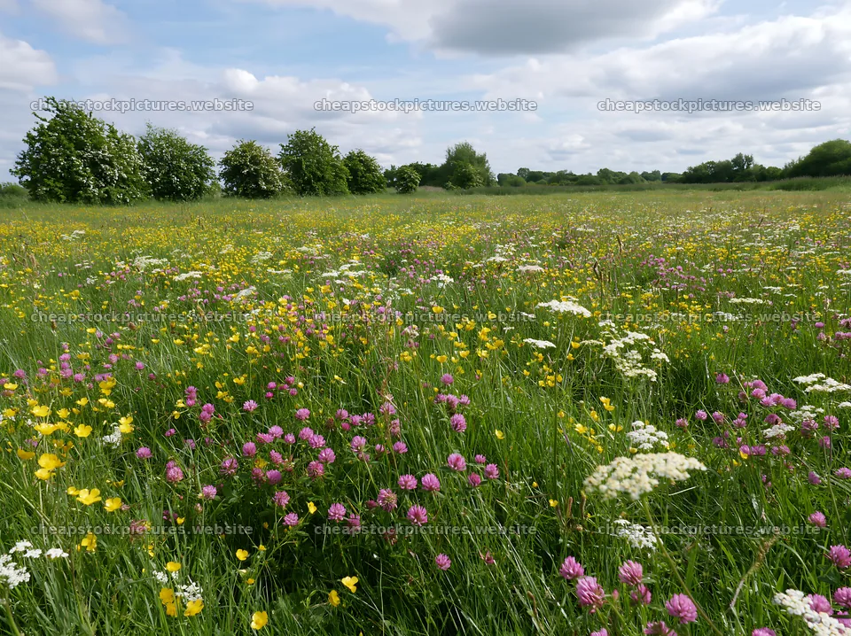Meadow with wildflowers and apple trees in Camargue – stock pictures 9174x6866