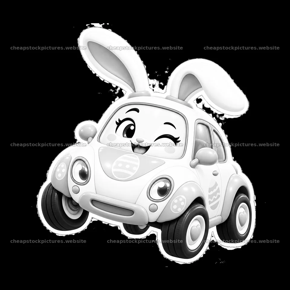 Easter bunny car with big ears and a cheerful expression – stock pictures 7746x7746