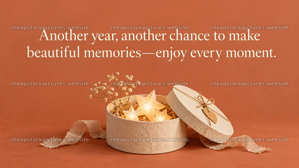 Birthday Greeting with Gift Box and Star Lights – stock pictures 10324x5812