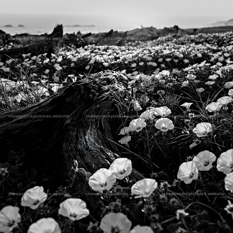 Chiba coastal climate meadow driftwood in foreground at sunset – stock pictures 7938x7938