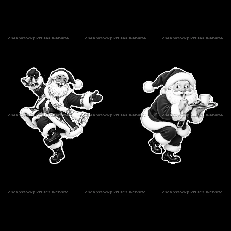 Santa Claus dancing and serving cookies illustration – stock pictures 7746x7746