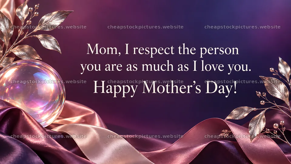 Elegant Mother's Day Greeting with Metallic Leaves – stock pictures 10324x5812