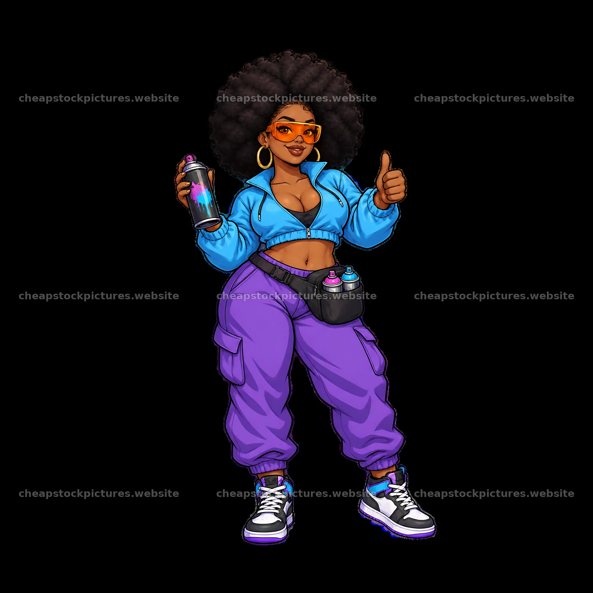 Graffiti artist with spray can giving a thumbs up in streetwear – stock pictures 7746x7746