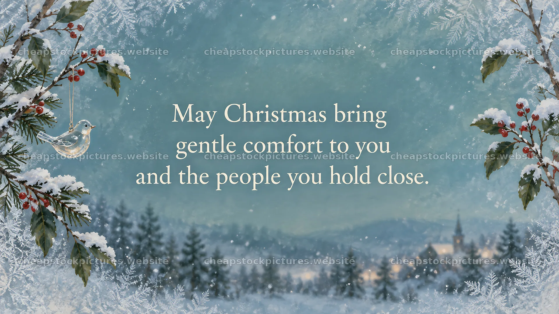 Gentle Christmas Comfort Greeting Card – stock pictures 10324x5812