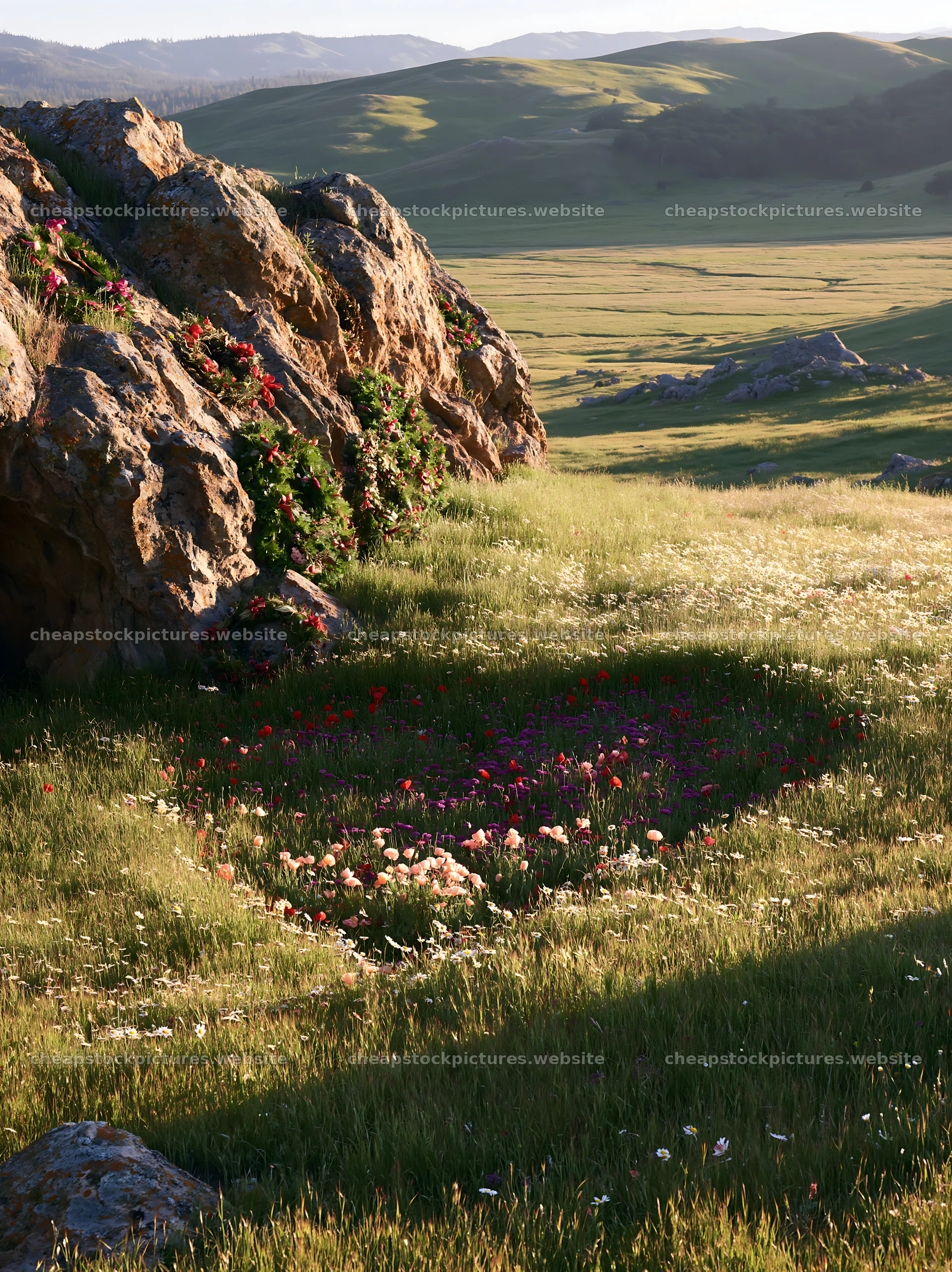 Christmas wreaths near cave in meadow – stock pictures 6866x9174