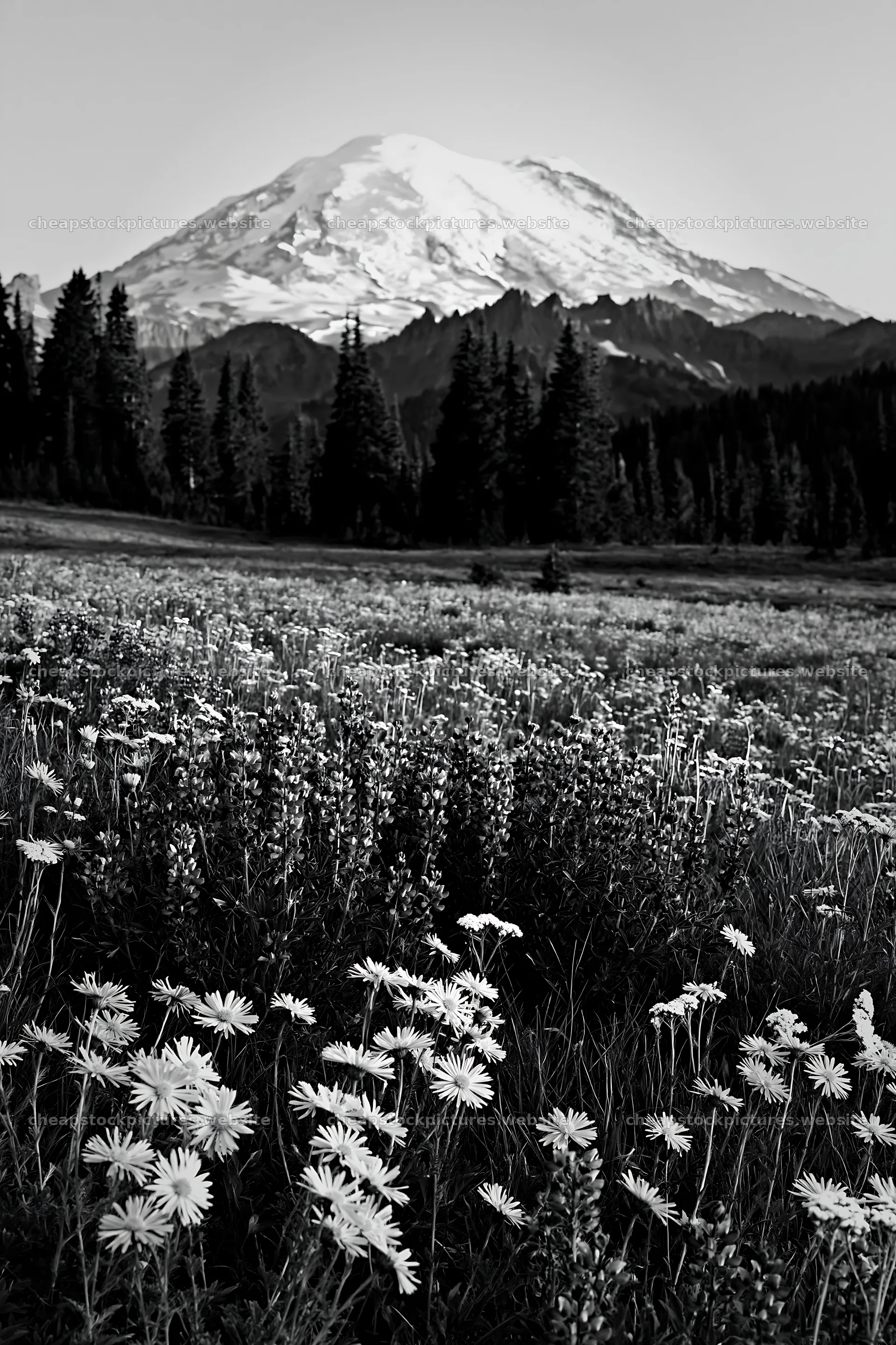 Mount Rainier wildflower meadow during sunrise – stock pictures 6480x9722