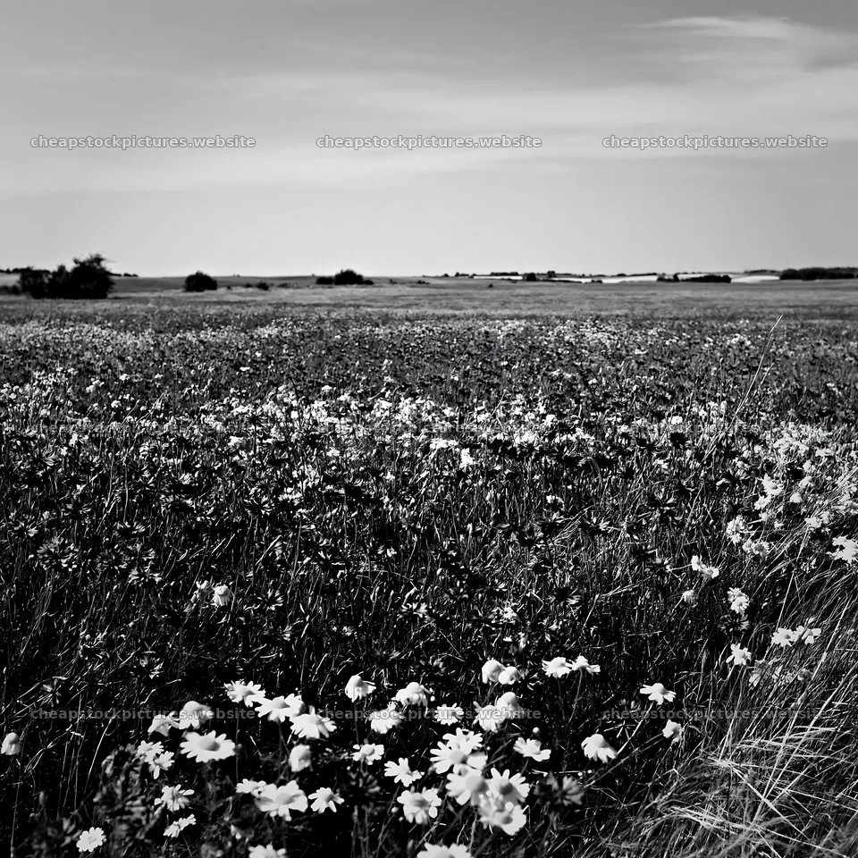 Colorful cornflower meadow with daisies under a clear sky – stock pictures 7938x7938