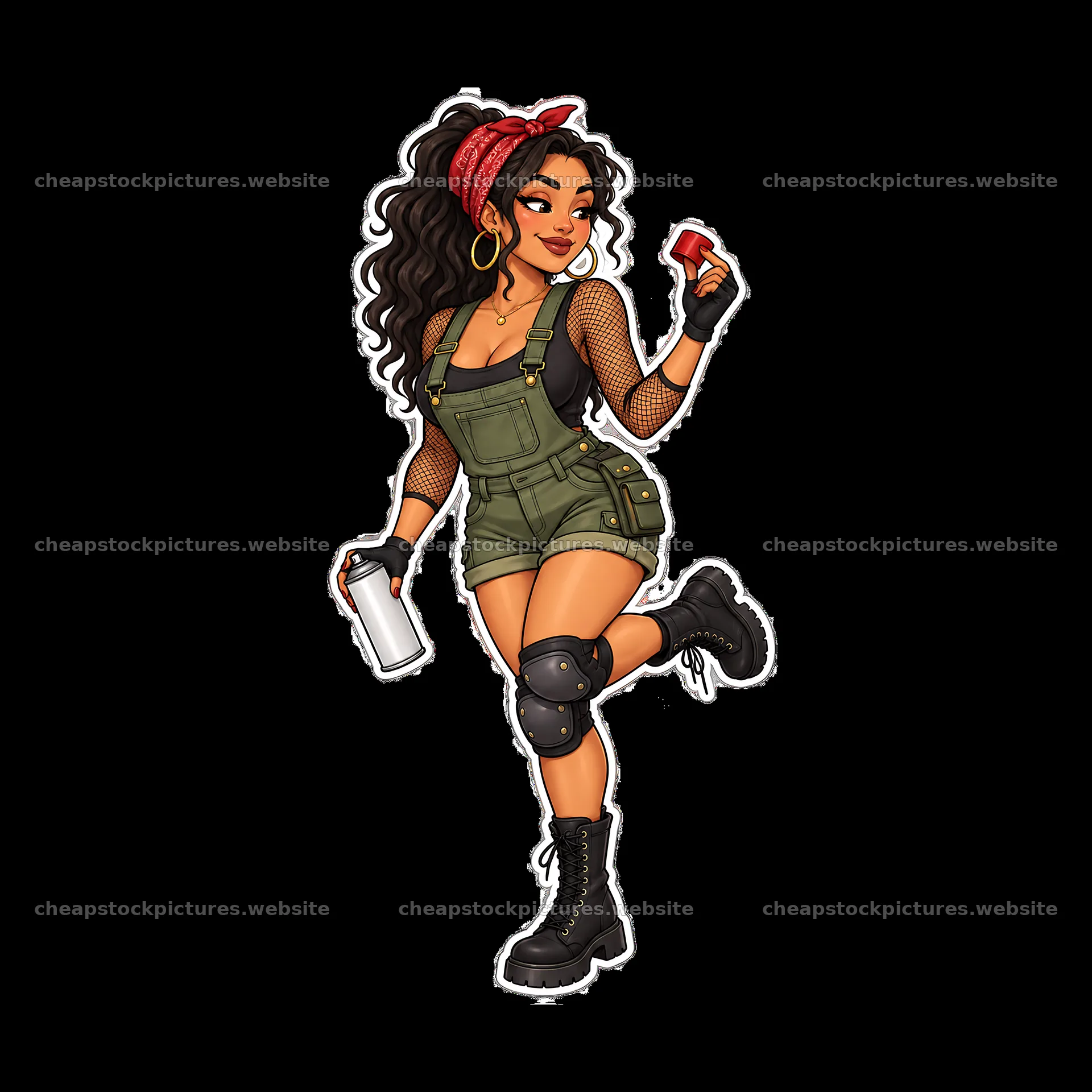 Sexy female graffiti sprayer with spray cans and a confident pose – stock pictures 7746x7746