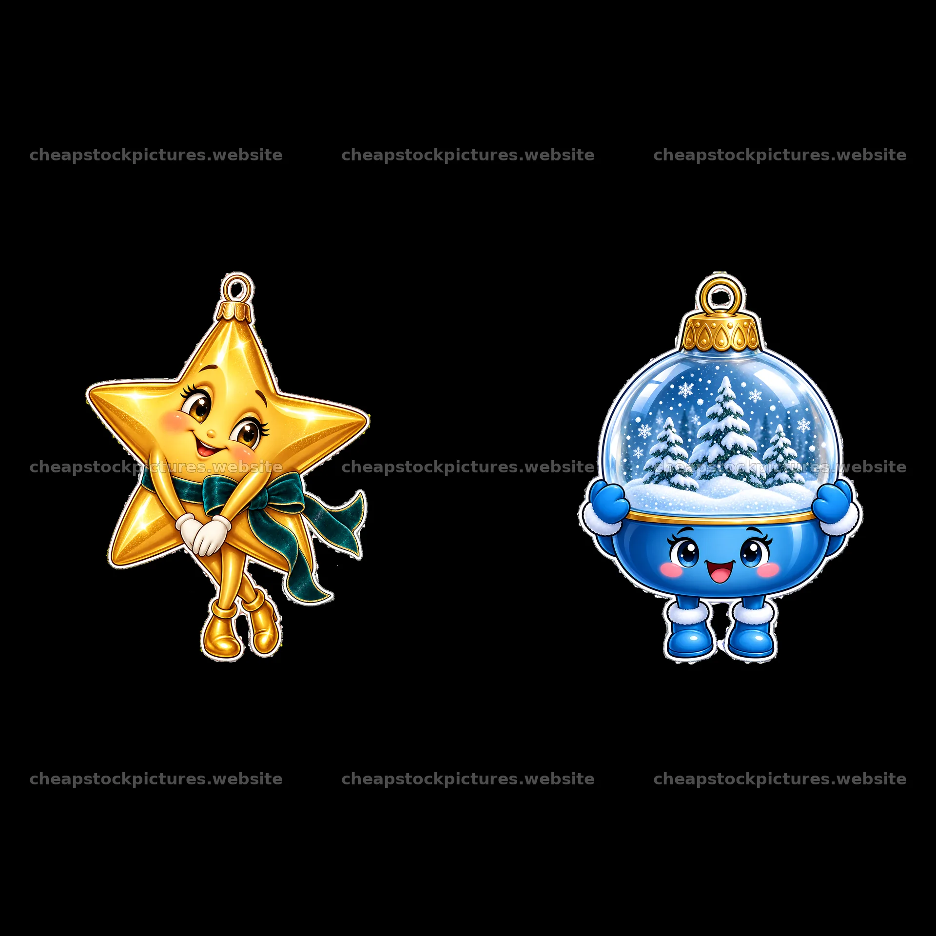 Star and blue snow globe Christmas ornaments design – stock pictures 7746x7746
