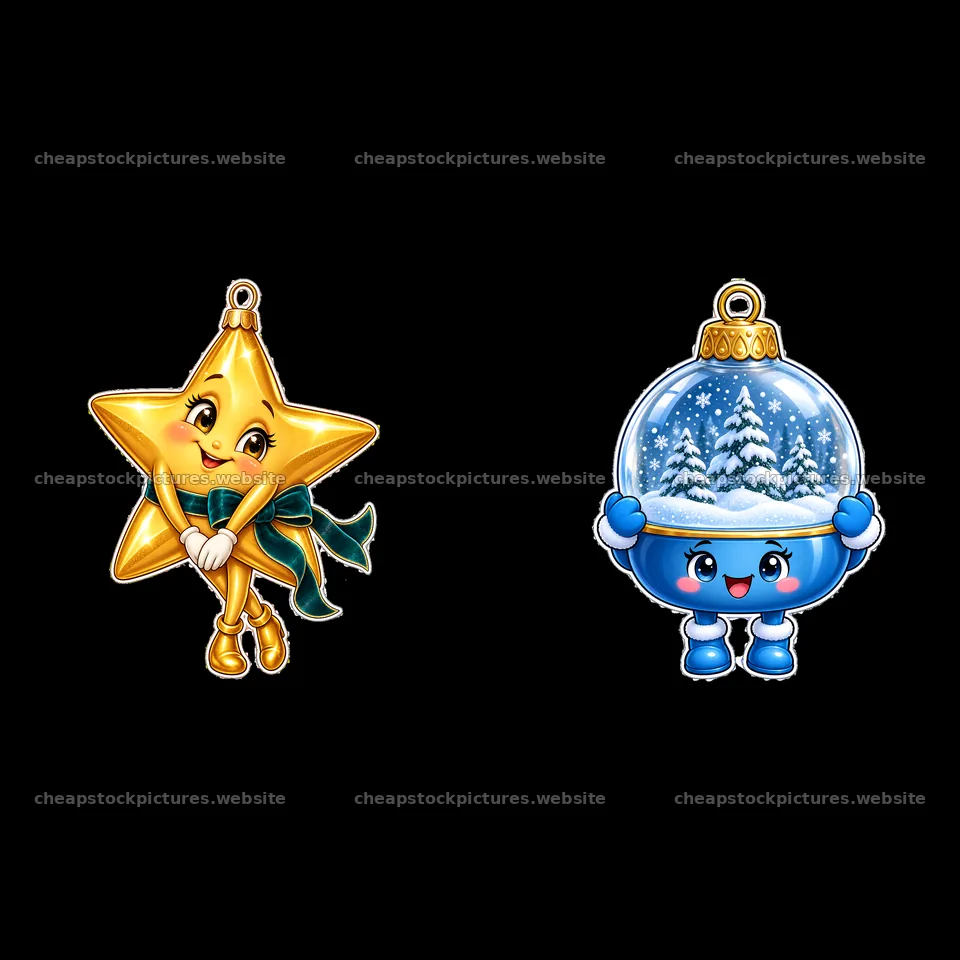 Star and blue snow globe Christmas ornaments design – stock pictures 7746x7746