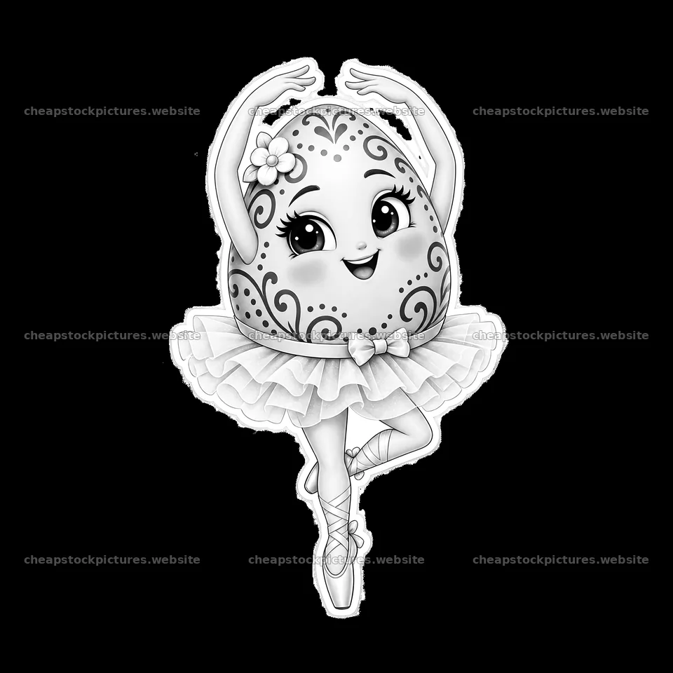 Ballet dancing Easter egg with a tutu and flower decoration – stock pictures 7746x7746