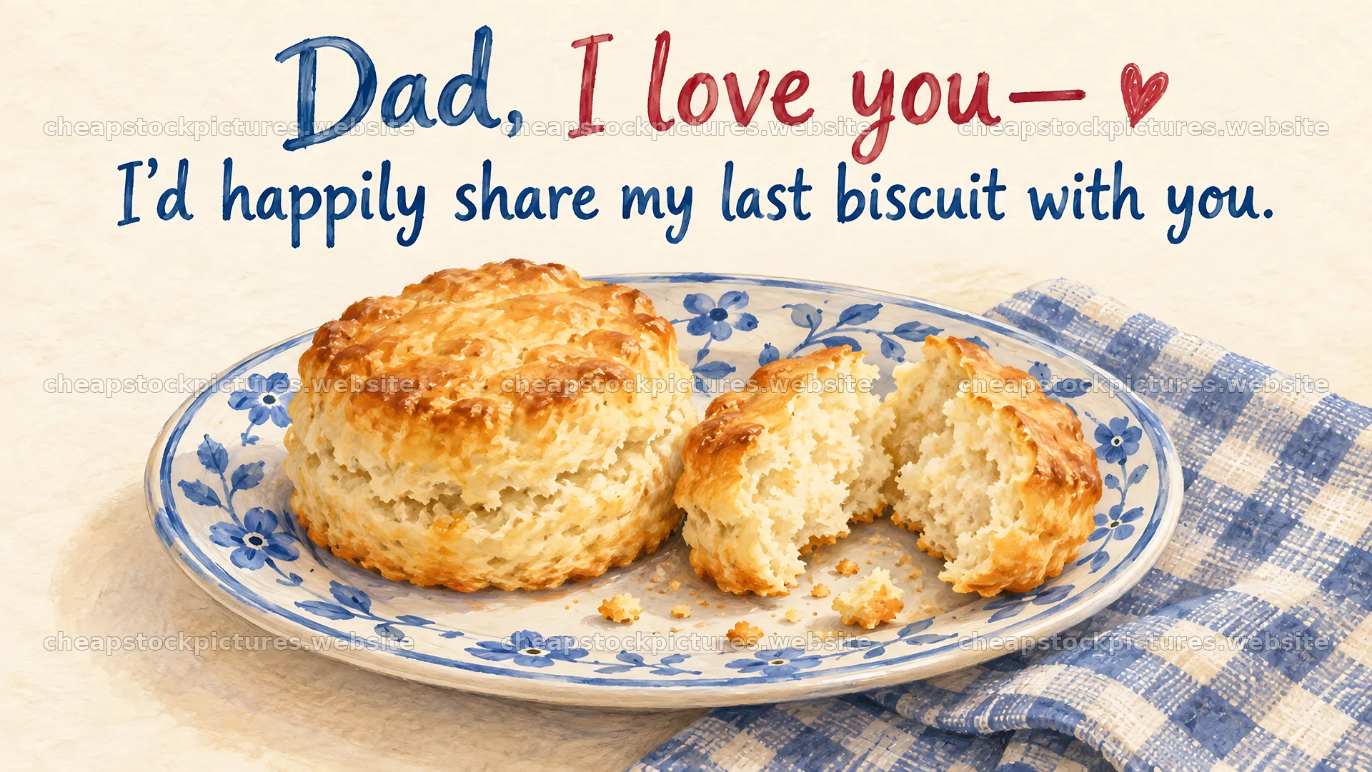 Dad, I Love You Biscuit Greeting Illustration – stock pictures 10324x5812