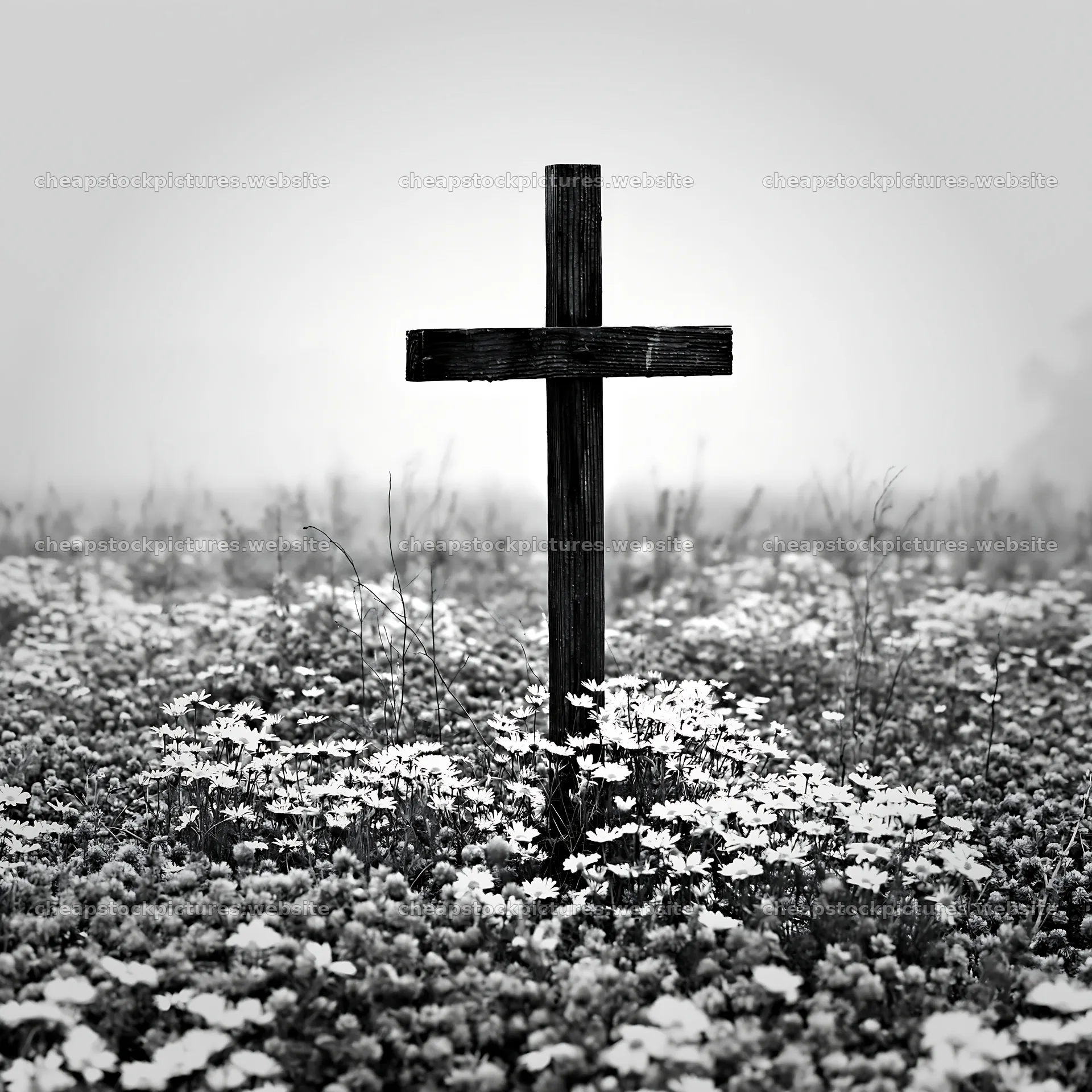 Christian cross in meadow with flowers during Christmas season – stock pictures 7938x7938