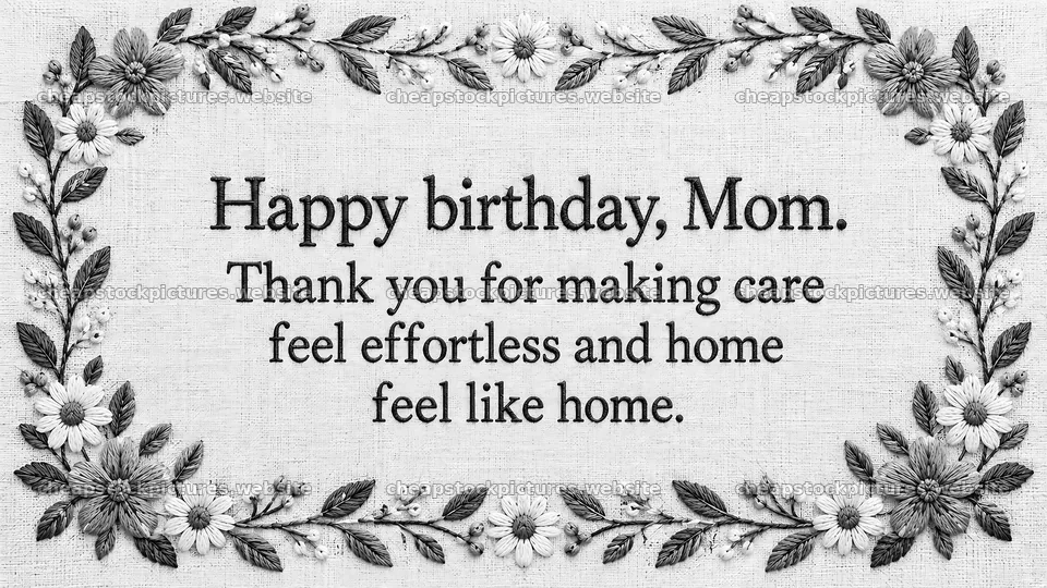 Monochrome Birthday Greeting for Mom – stock pictures 10324x5812