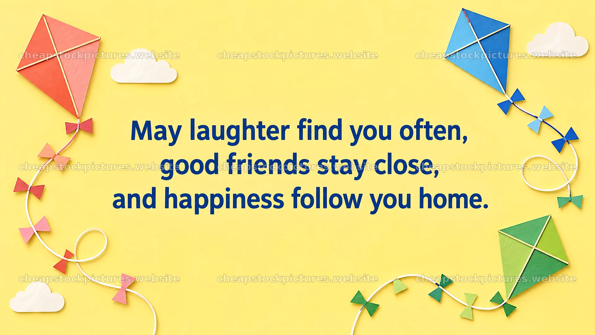 Birthday greeting with colorful kites and friendship message – stock pictures 10324x5812