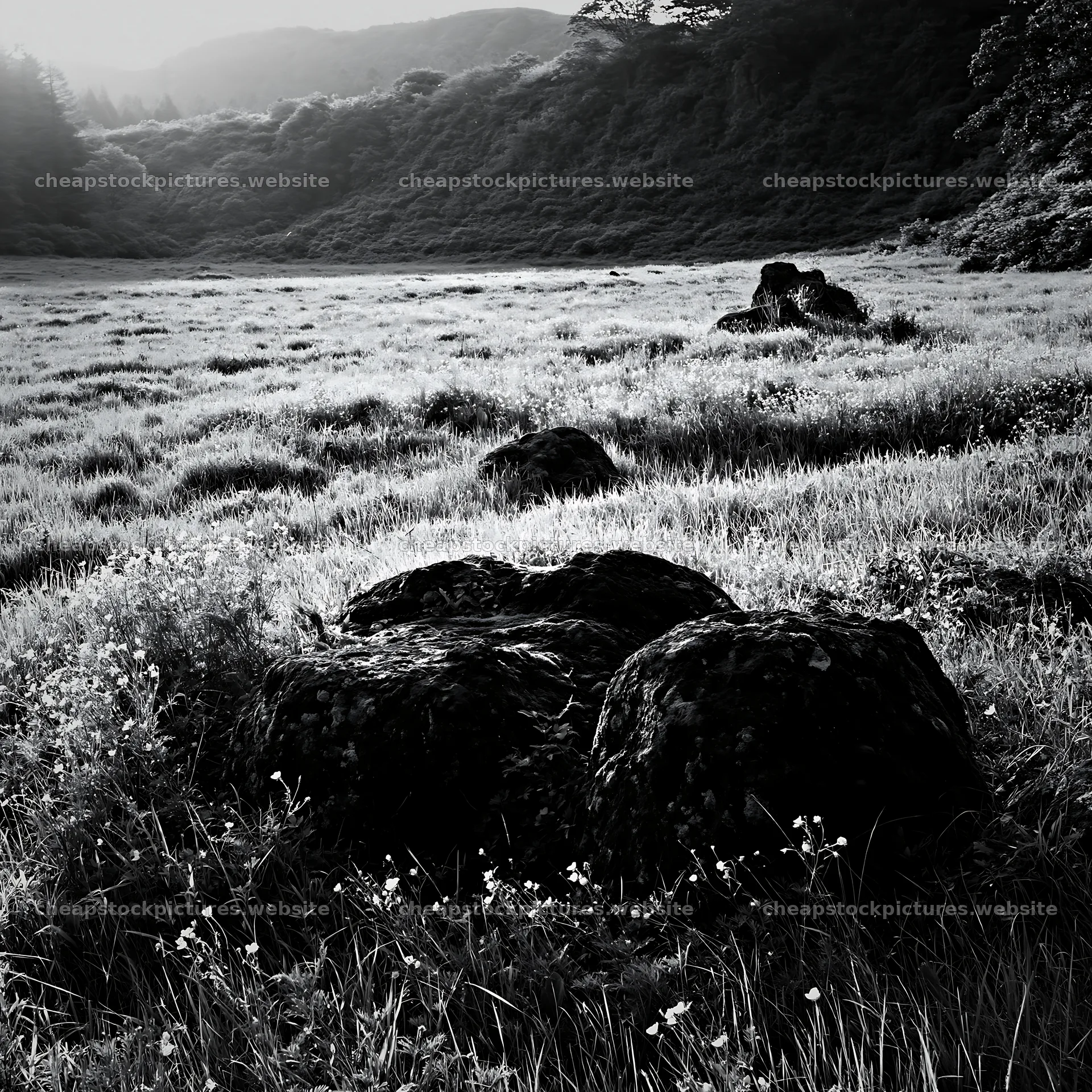Miyagi spring recovery meadow mossy stone in grassy field – stock pictures 7938x7938