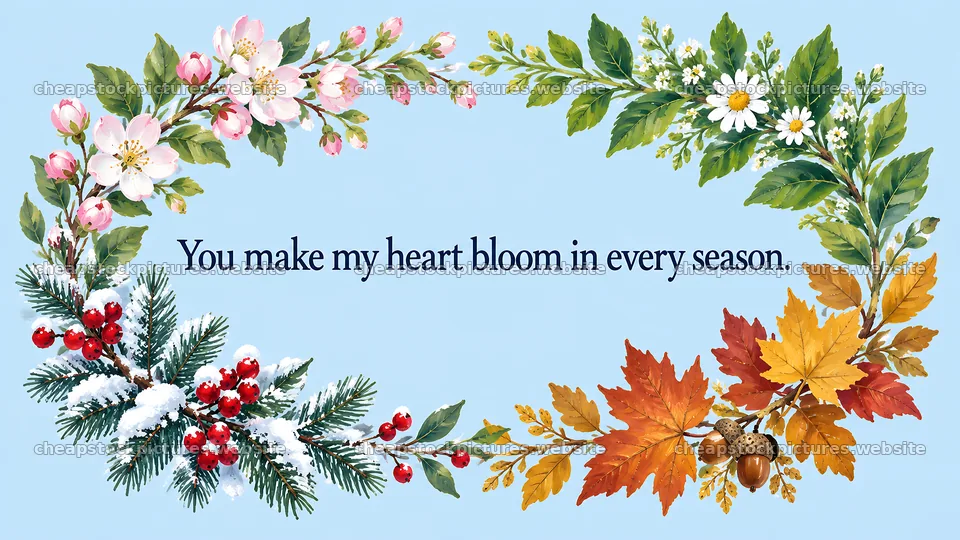 Four-Season Floral Love Greeting Card – stock pictures 10324x5812