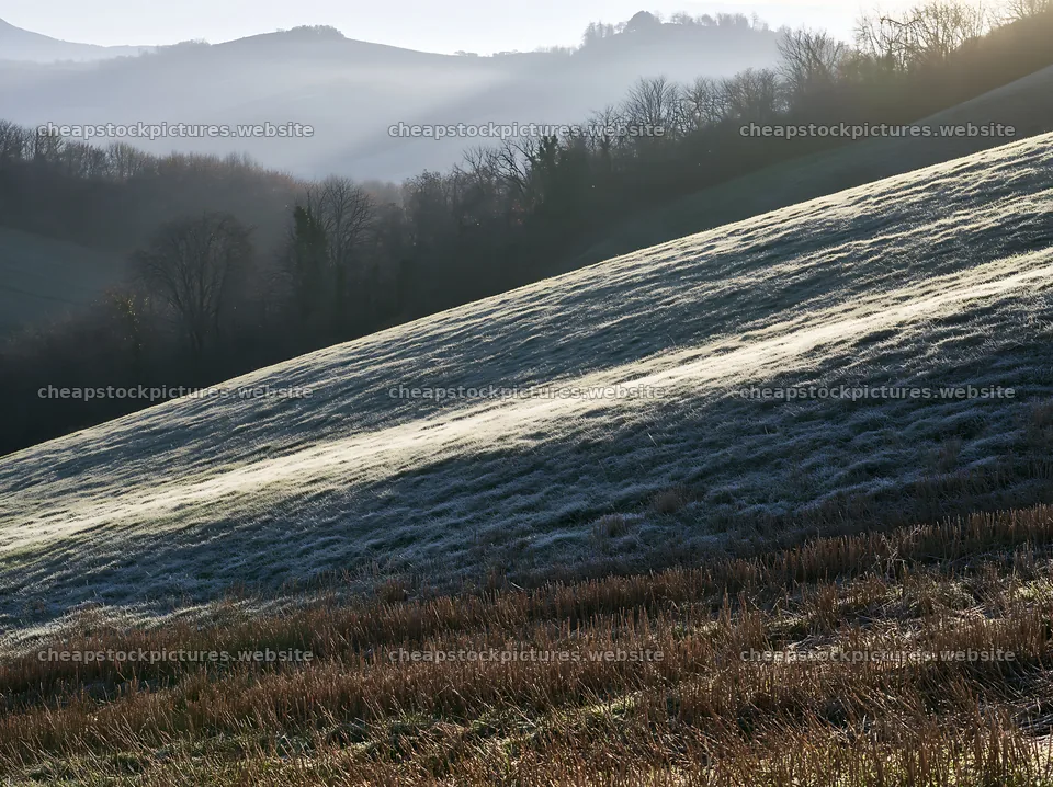 Frost-touched meadow at dawn in the countryside – stock pictures 9174x6866