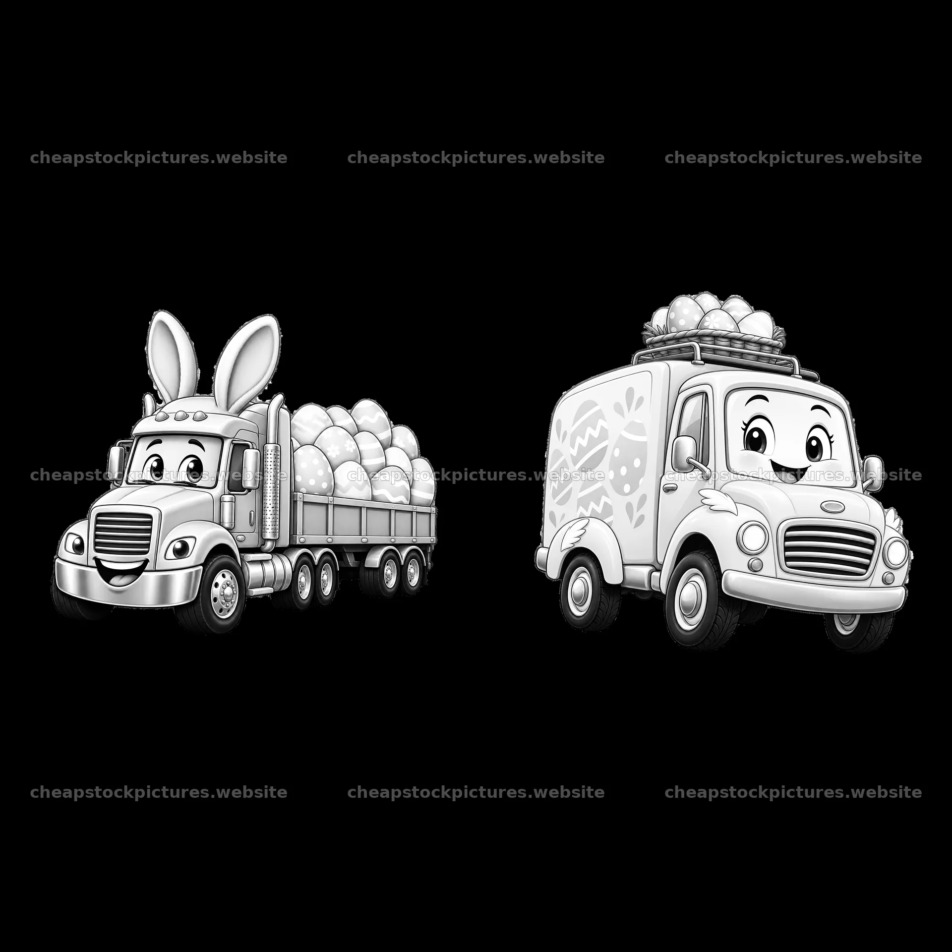 Easter truck carrying eggs and delivery truck with decorations – stock pictures 7746x7746