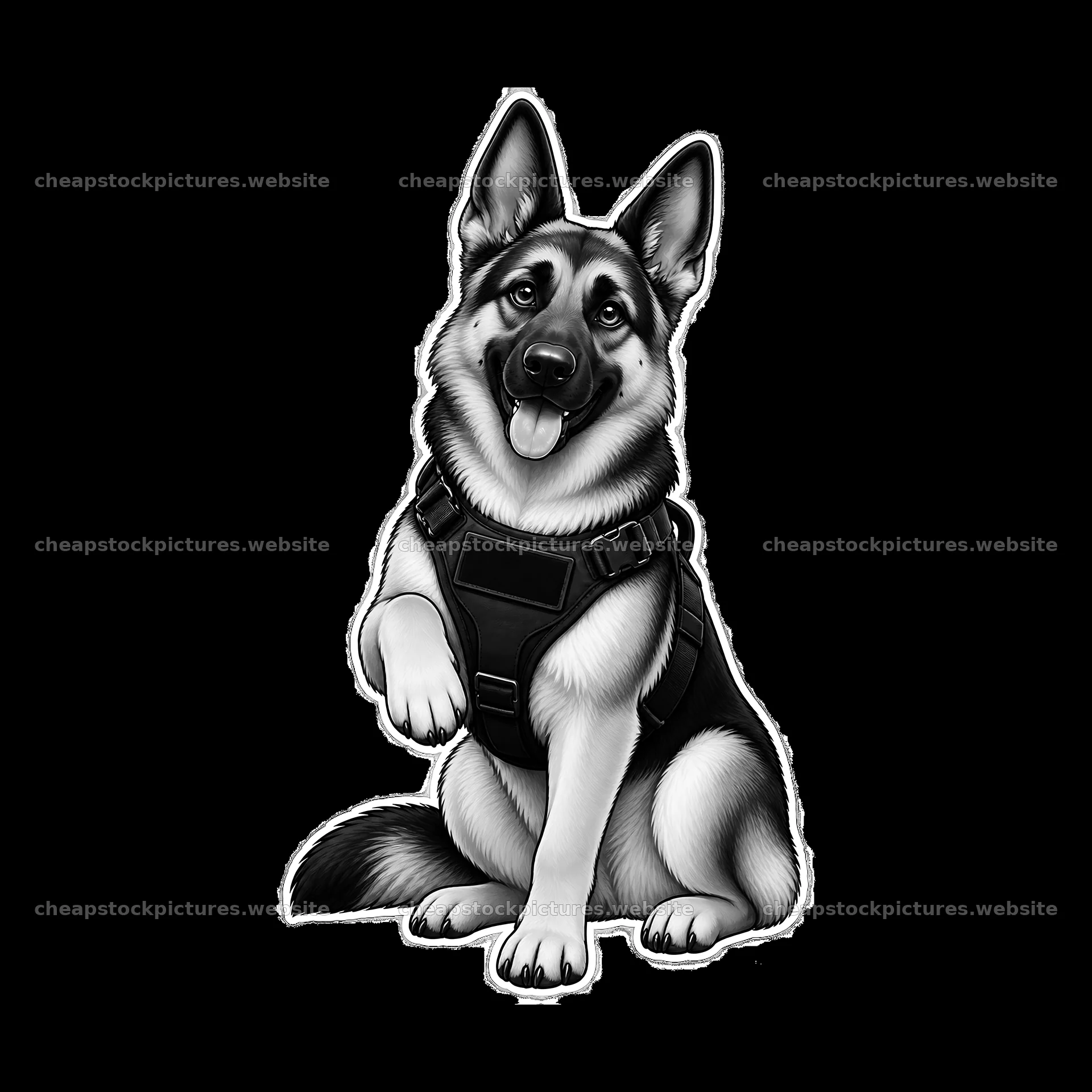 Police dog in a harness raising its paw – stock pictures 7746x7746