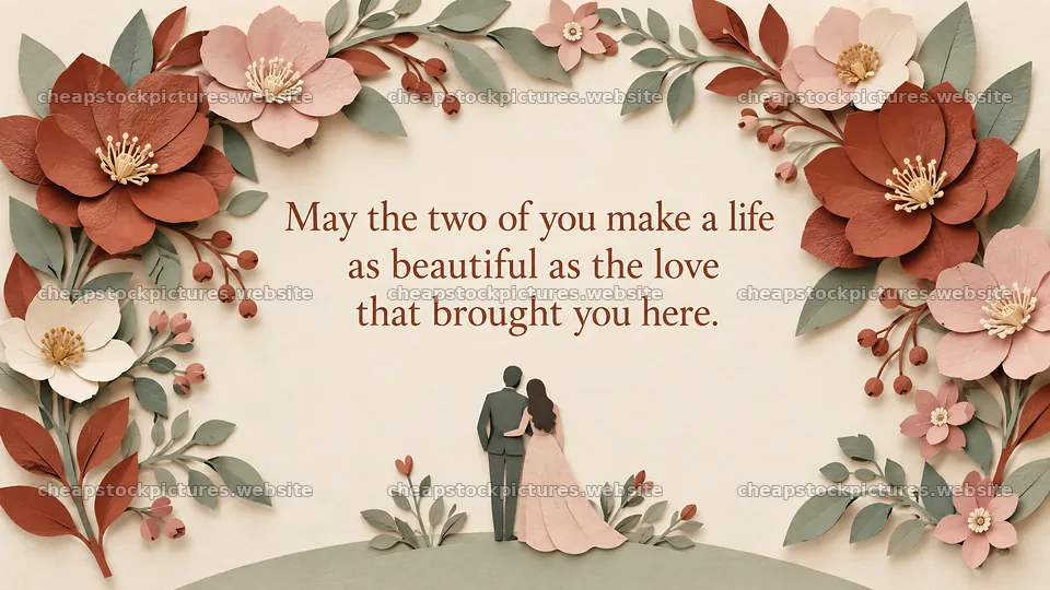Paper-Cut Wedding Card with Floral Frame – stock pictures 10324x5812