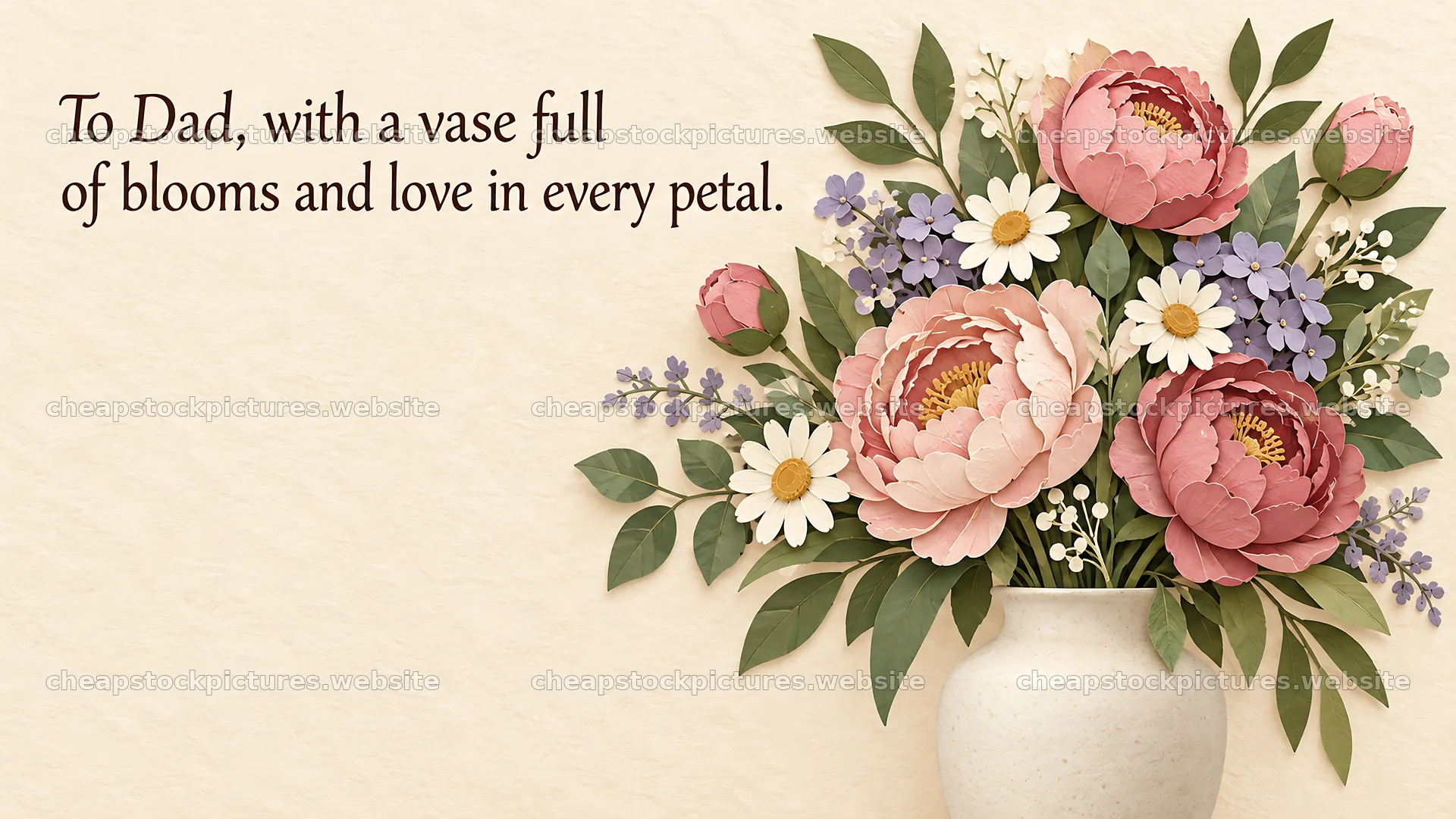Floral greeting card for Dad – stock pictures 10324x5812