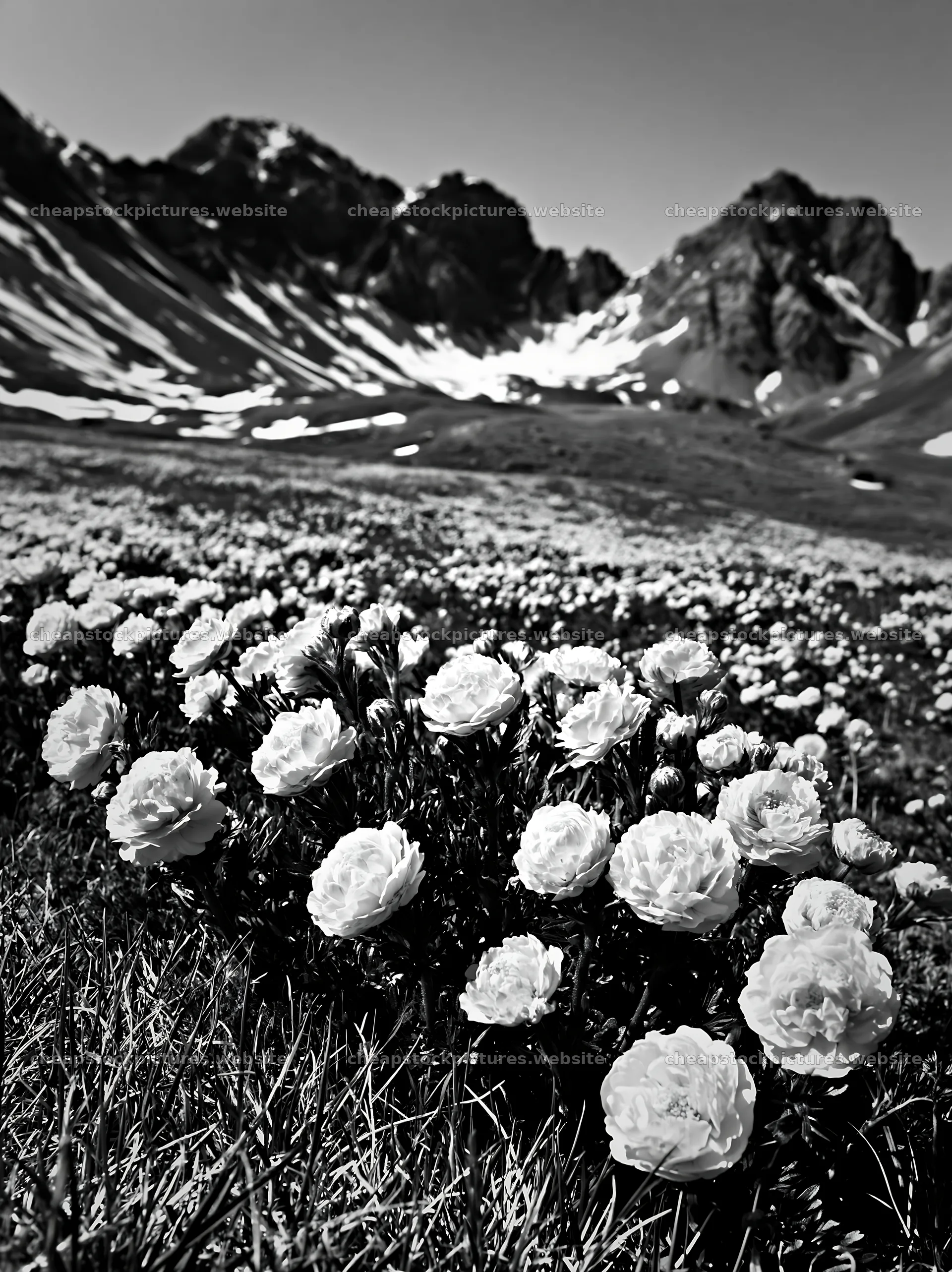 Swiss subalpine meadow with flowers and mountain backdrop – stock pictures 6866x9174