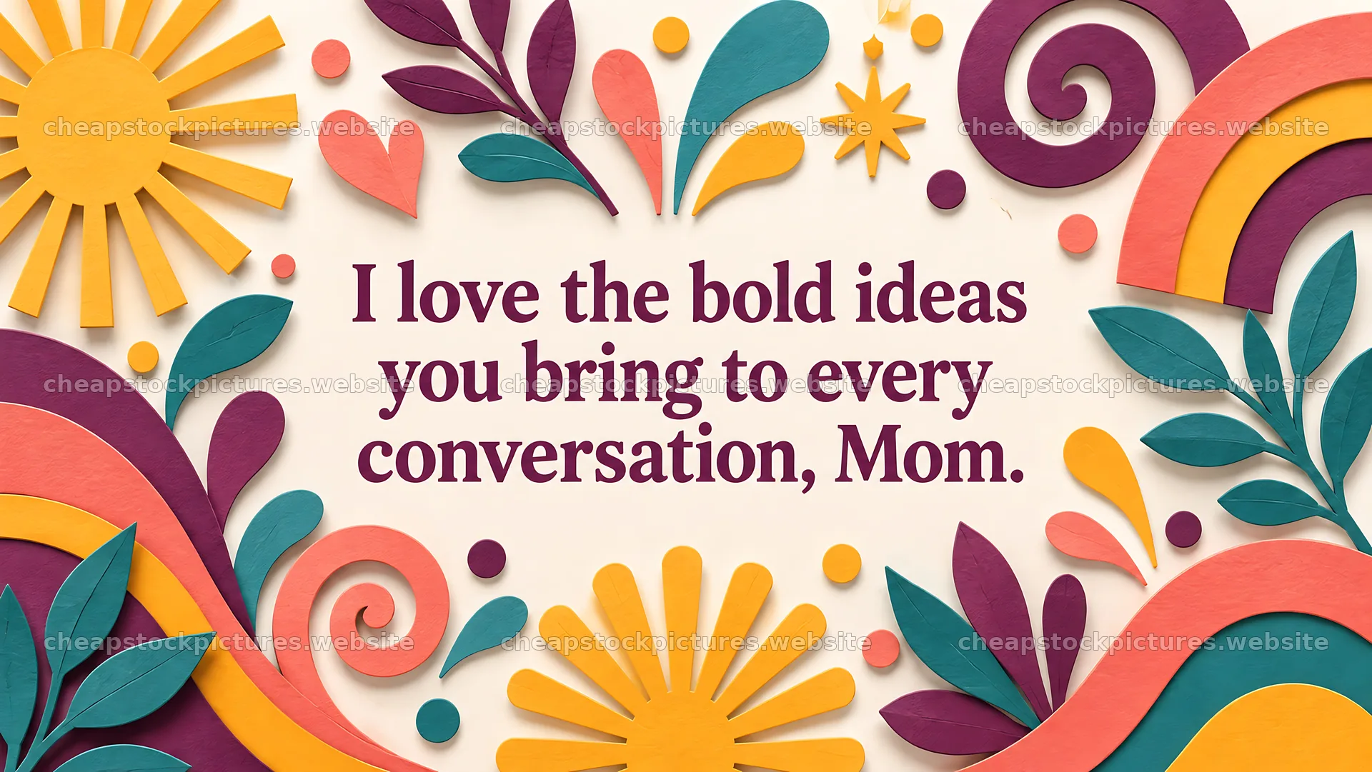Paper Cut Mom Greeting with a Loving Message – stock pictures 10324x5812