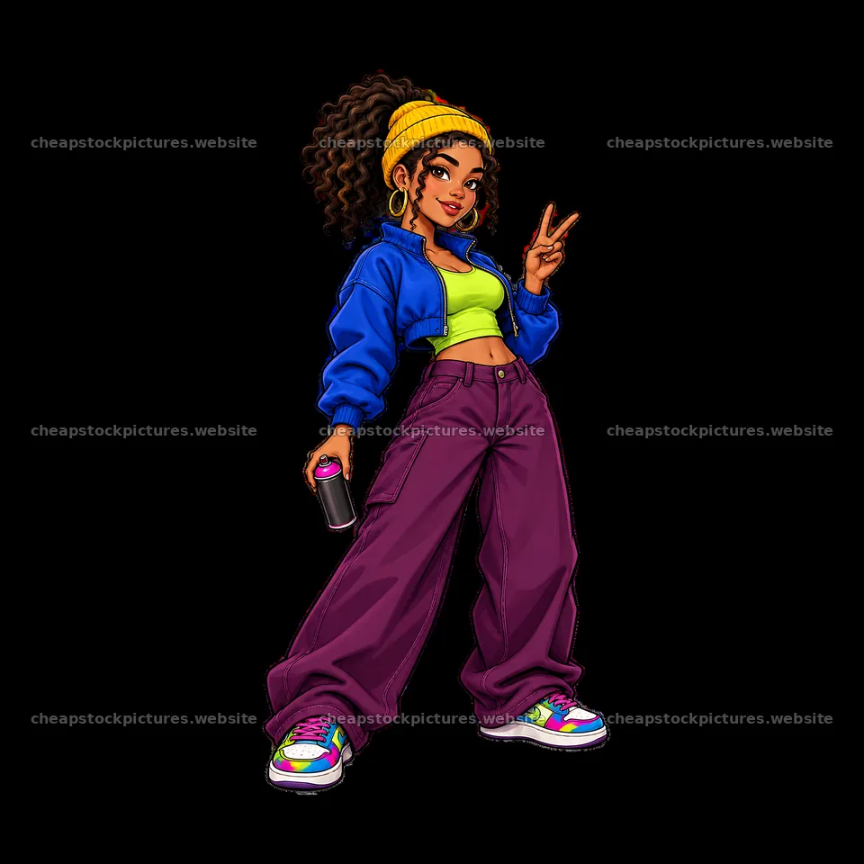 Cool graffiti sprayer with spray can and stylish outfit – stock pictures 7746x7746